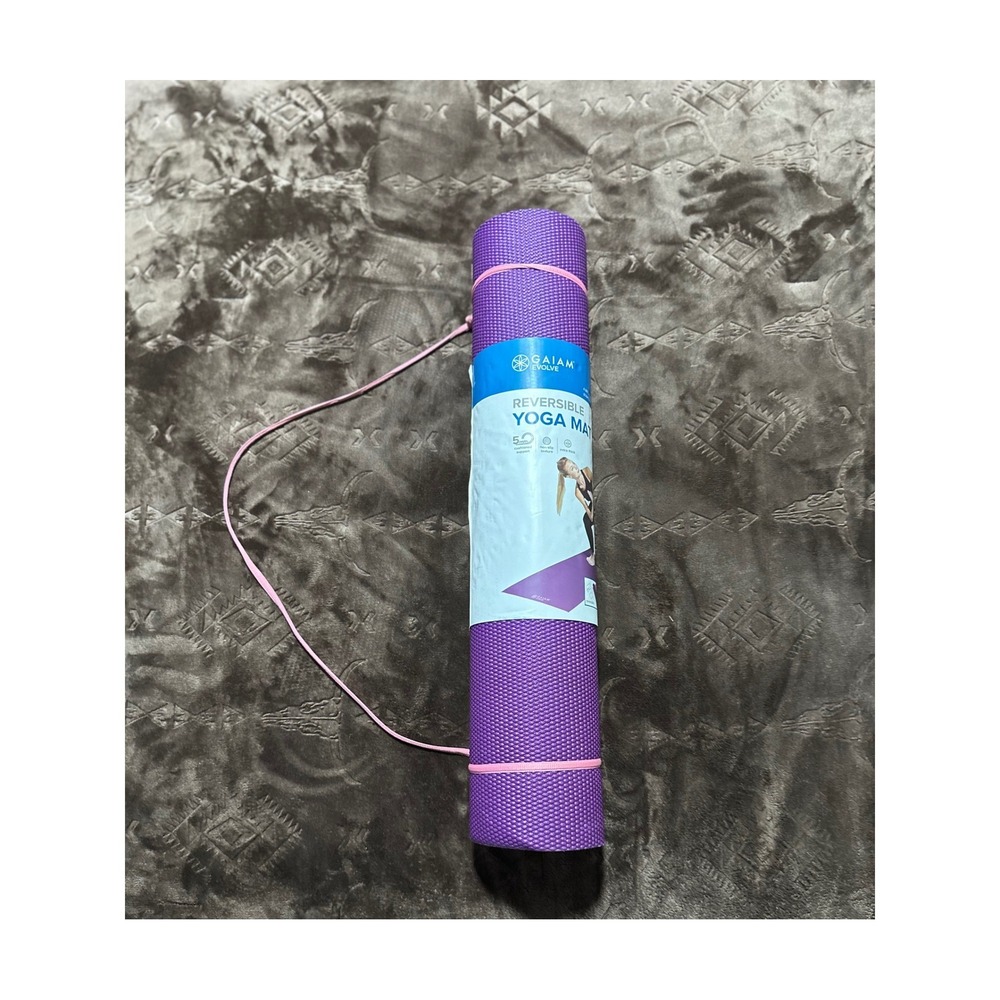 NWT Gaiam Evolve Reversible Yoga Mat 68x23.5 Purple